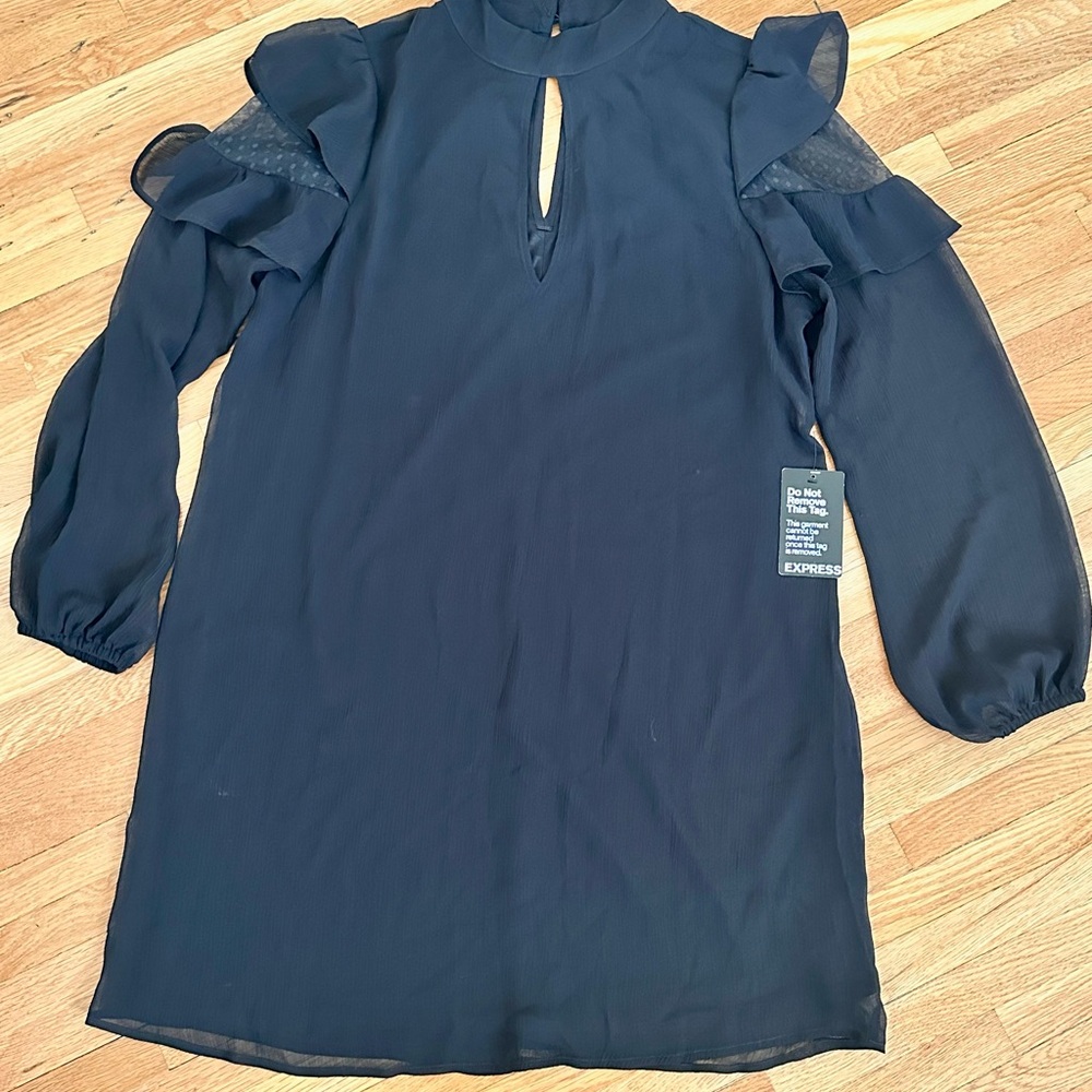NWT Express Mock Neck Smock Dress w/ Lace Trim sz M